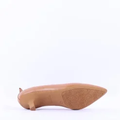 Women Wonders Hilda Heel Tab Classic High Heel - Tan Leather