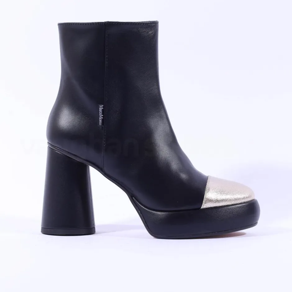 Women Marco Moreo Hong Kong Toecap Ankle Boot - Black Gold Leather