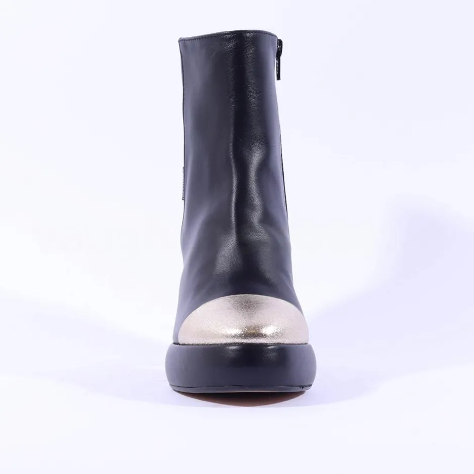 Women Marco Moreo Hong Kong Toecap Ankle Boot - Black Gold Leather