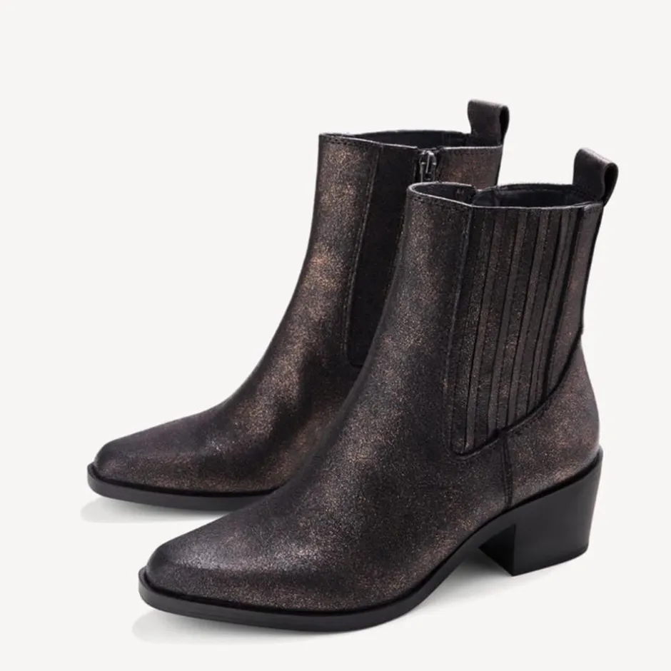 Women Tamaris Howdy Low Block Heel Gusset Boot - Bronze