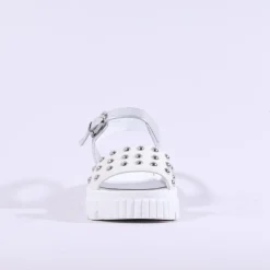 Women Marco Moreo Ibiza Stud Buckle Sandal - White Silver
