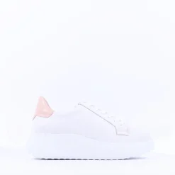 Women Wonders Iliana Laced Platform Trainer - White Nude