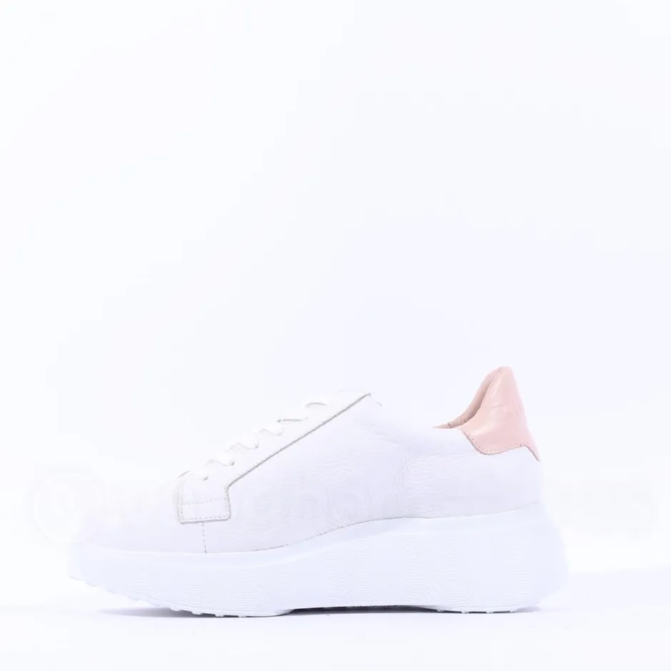 Women Wonders Iliana Laced Platform Trainer - White Nude