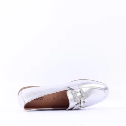 Women Gabor Jackie Diamante Buckle Loafer - Silver Leather