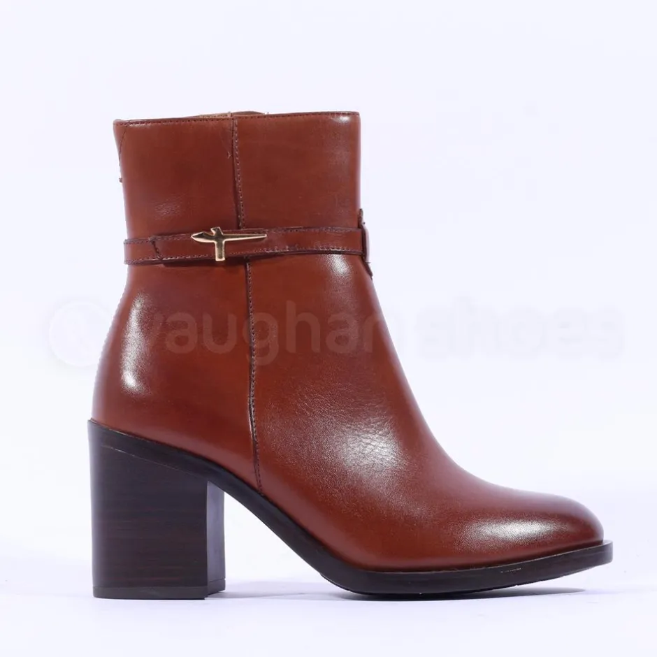 Women Tamaris Jacqie Blockheel Strap Ankleboot - Cognac Leather