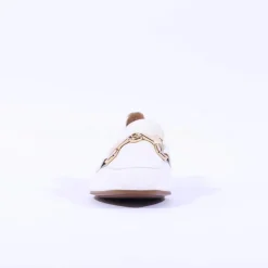 Women Gabor Jangle Slip On Buckle Loafer - White Gold Leather