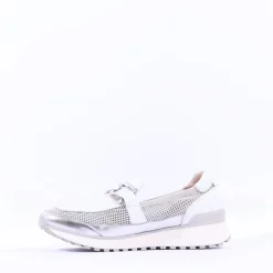 Women Caprice Kaia Slip On Mesh Link - White Silver