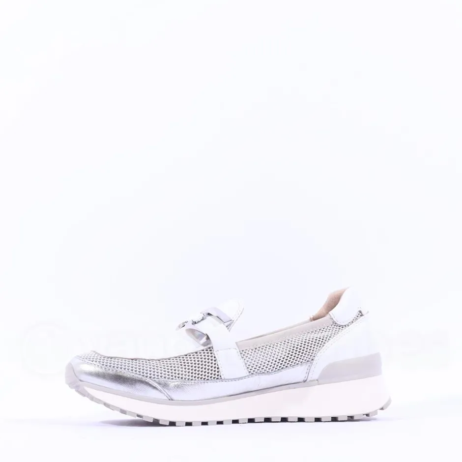 Women Caprice Kaia Slip On Mesh Link - White Silver