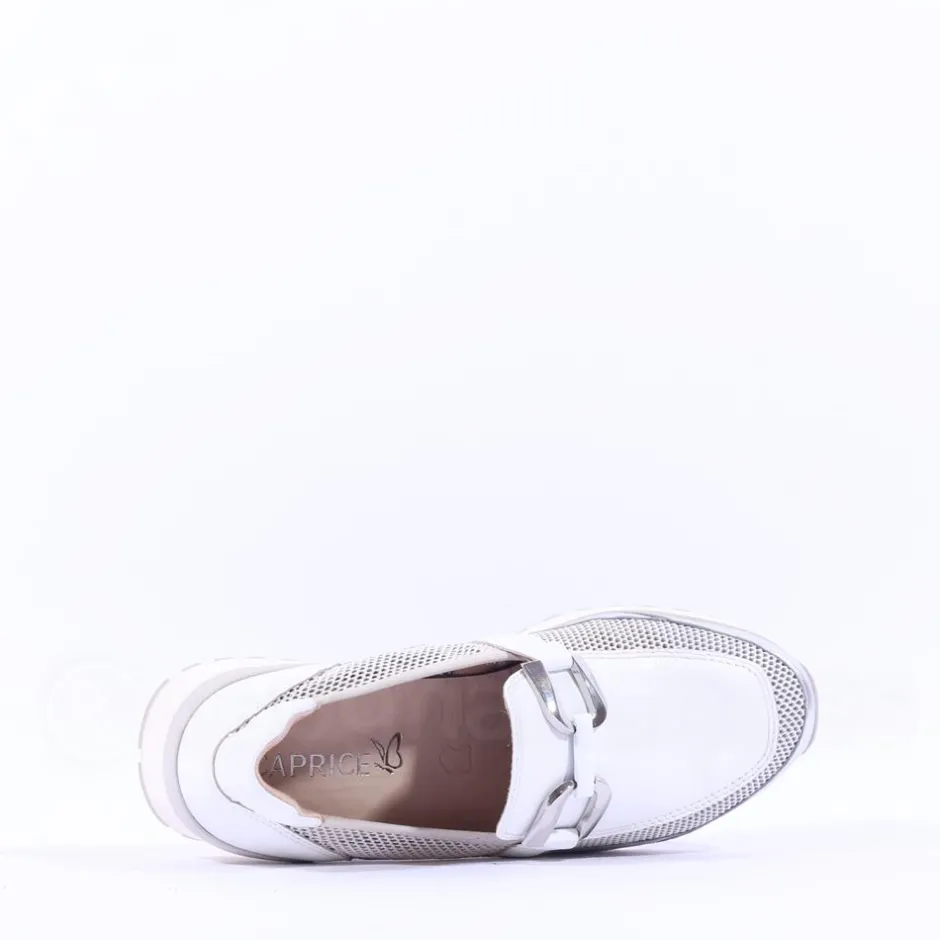 Women Caprice Kaia Slip On Mesh Link - White Silver