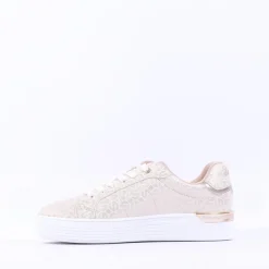 Women S.Oliver Kaito Print Lace Trainer - Champagne