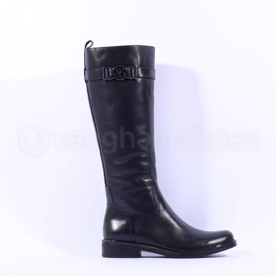Women Caprice Kania Buckle Long Boot - Black Leather