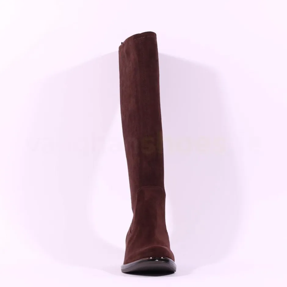 Women Caprice Kania Pull On Stretch Long Boot - Brown Stretch