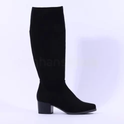 Women Caprice Kania Pullon Blockheel Long Boot - Black Stretch