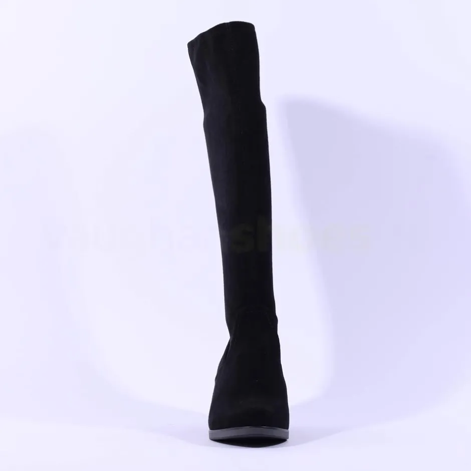 Women Caprice Kania Pullon Blockheel Long Boot - Black Stretch