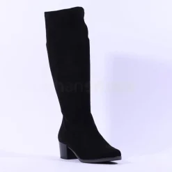 Women Caprice Kania Pullon Blockheel Long Boot - Black Stretch