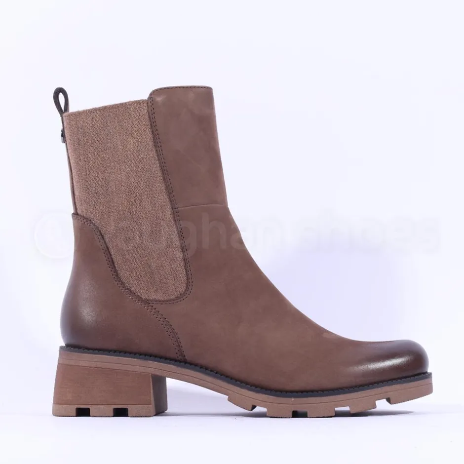 Women Caprice Kania Stretch Gusset Ankle Boot - Taupe Nubuck
