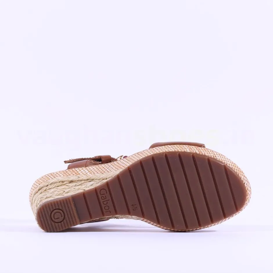 Women Gabor Karen Espadrille Wedge Sandal - Tan Leather