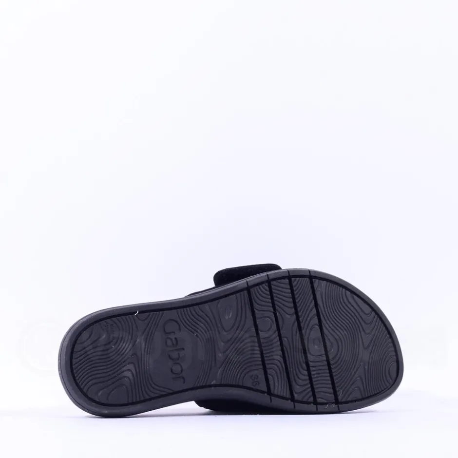 Women Gabor Kay Large Buckle Mule - Black Suede