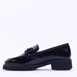 Women Ara Kent 2.0 Chunky Link Loafer - Black Patent