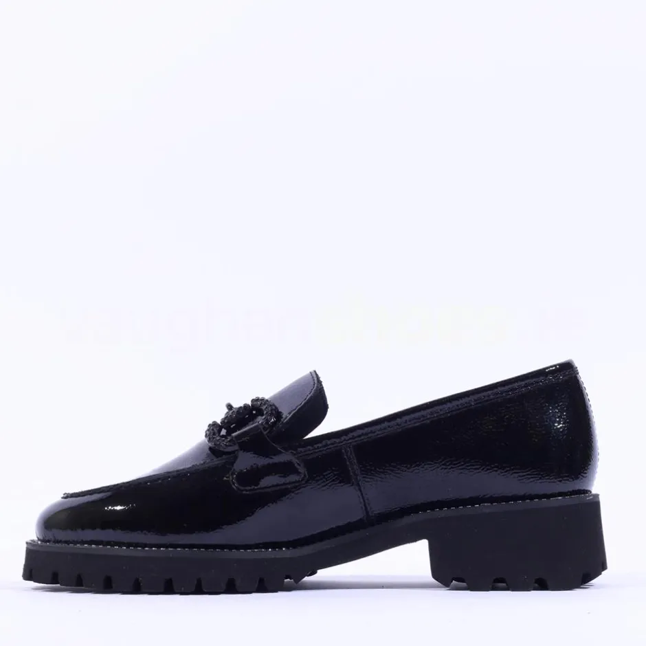 Women Ara Kent 2.0 Chunky Link Loafer - Black Patent