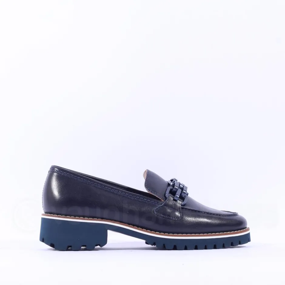 Women Ara Kent 2.0 Cleated Sole Loafer - Dark Navy Leather