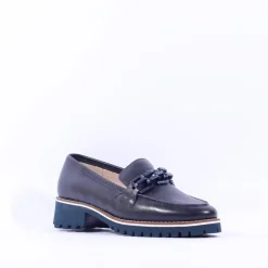 Women Ara Kent 2.0 Cleated Sole Loafer - Dark Navy Leather