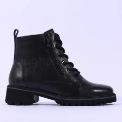 Women Ara Kent Side Zip Lace Ankle Boot - Black Lea