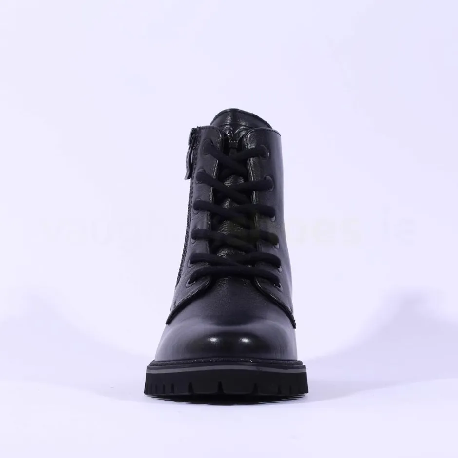 Women Ara Kent Side Zip Lace Ankle Boot - Black Lea