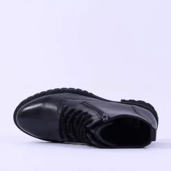 Women Ara Kent Side Zip Lace Ankle Boot - Black Lea