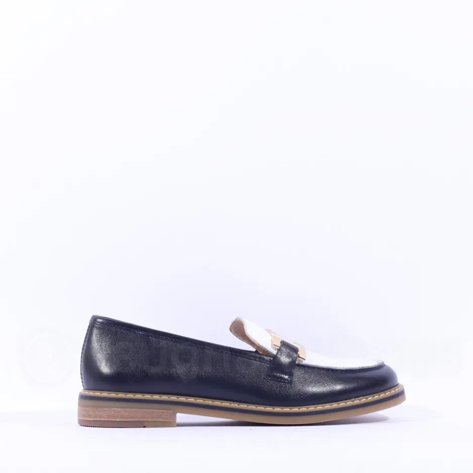 Women Ara Kent Slip On Flat Link Loafer - Navy White
