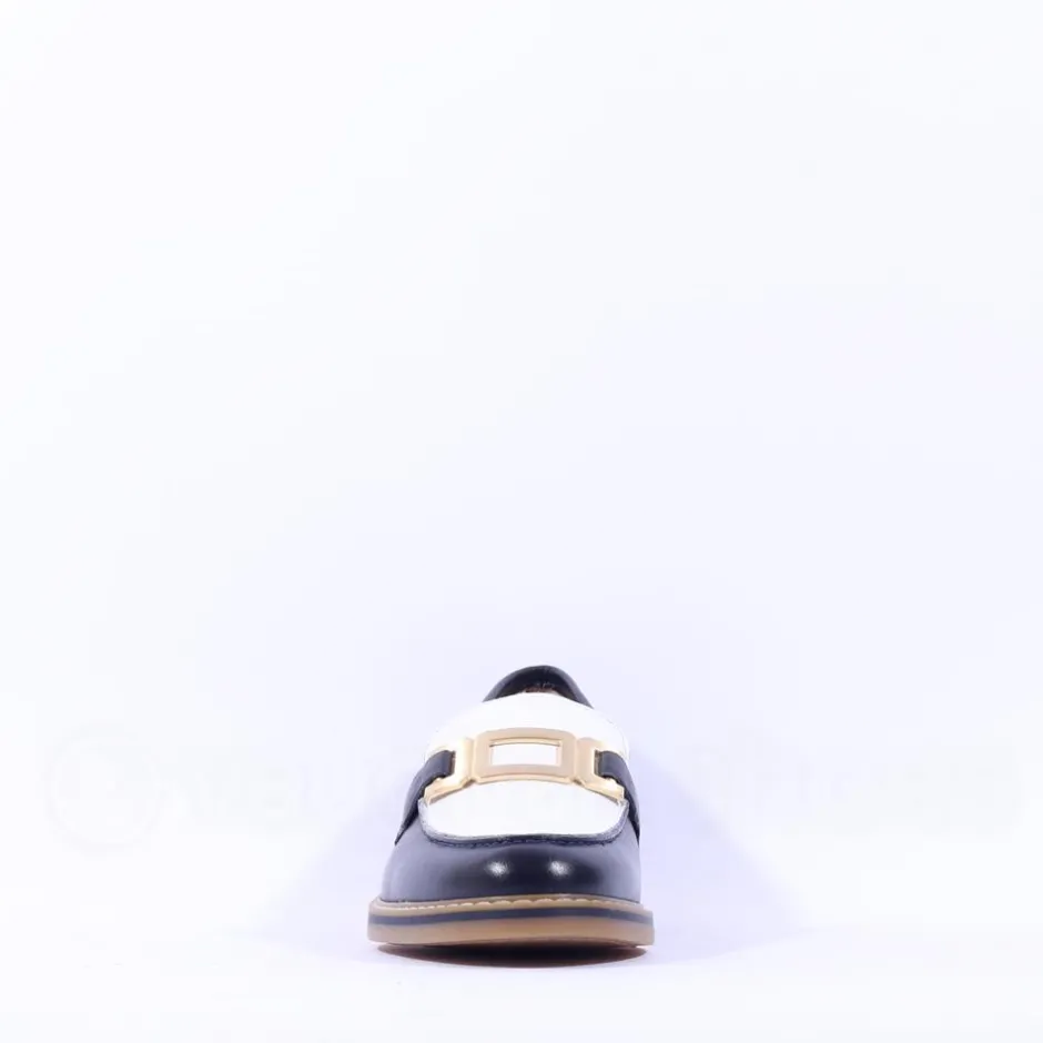 Women Ara Kent Slip On Flat Link Loafer - Navy White