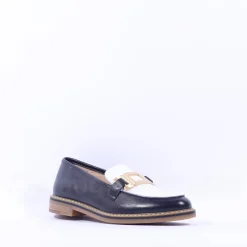 Women Ara Kent Slip On Flat Link Loafer - Navy White
