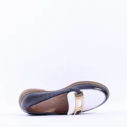 Women Ara Kent Slip On Flat Link Loafer - Navy White