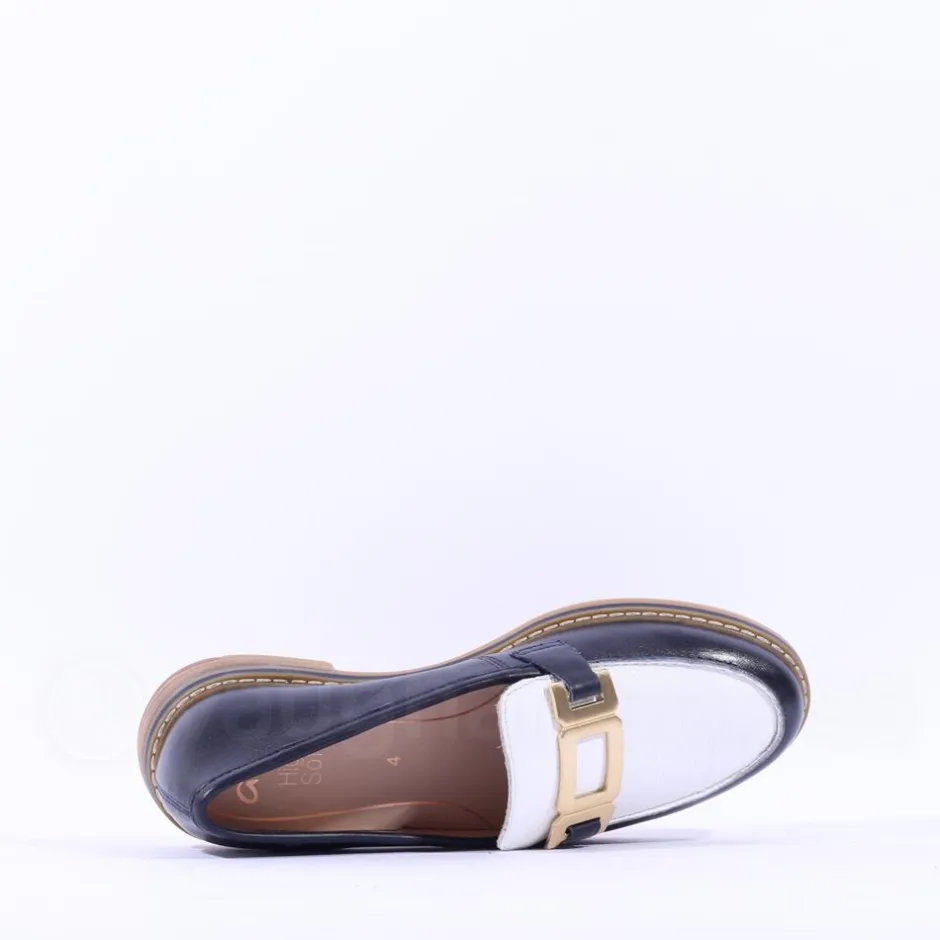 Women Ara Kent Slip On Flat Link Loafer - Navy White