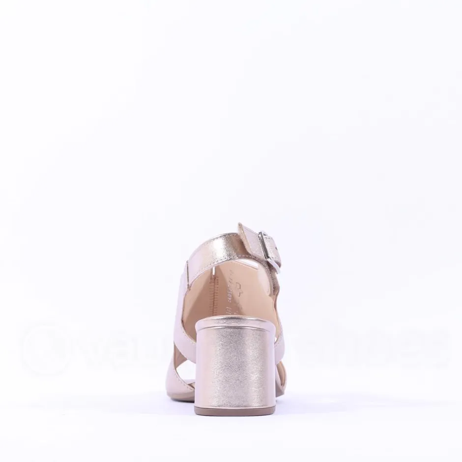 Women Gabor Kerpow Block Heel Covered Sandal - Gold Metallic