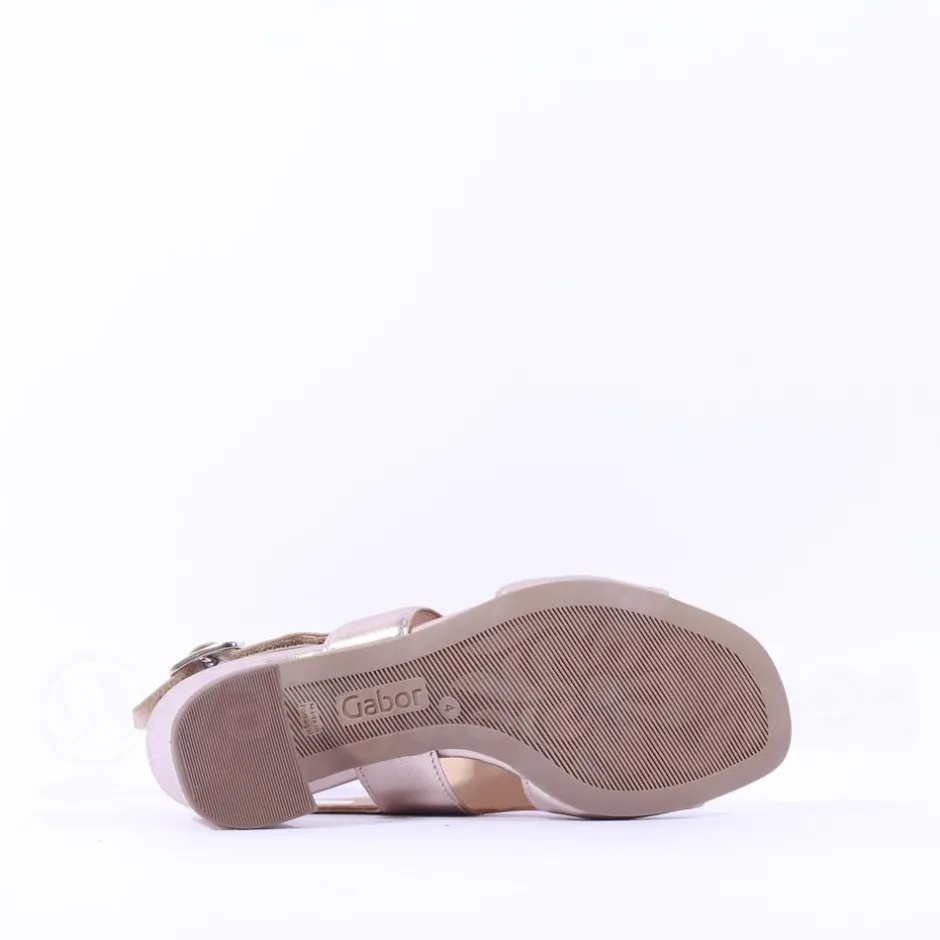 Women Gabor Kerpow Block Heel Covered Sandal - Gold Metallic