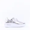 Women Gabor Keystone Platform Lace Trainer - Silver Leather
