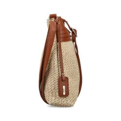 Rieker Knitted Front Zip Crossbody - Beige Tan