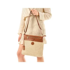 Rieker Knitted Front Zip Crossbody - Beige Tan