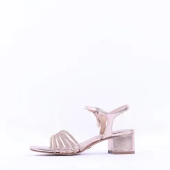 Women Tamaris Koli Strappy Low Block Heel Sand - Rose Gold