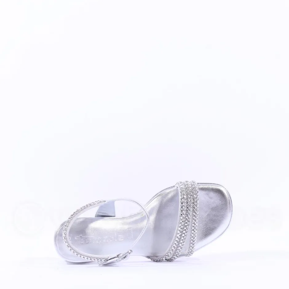 Women Tamaris Koreyoshi Platform Block Sandal - Silver Sparkle