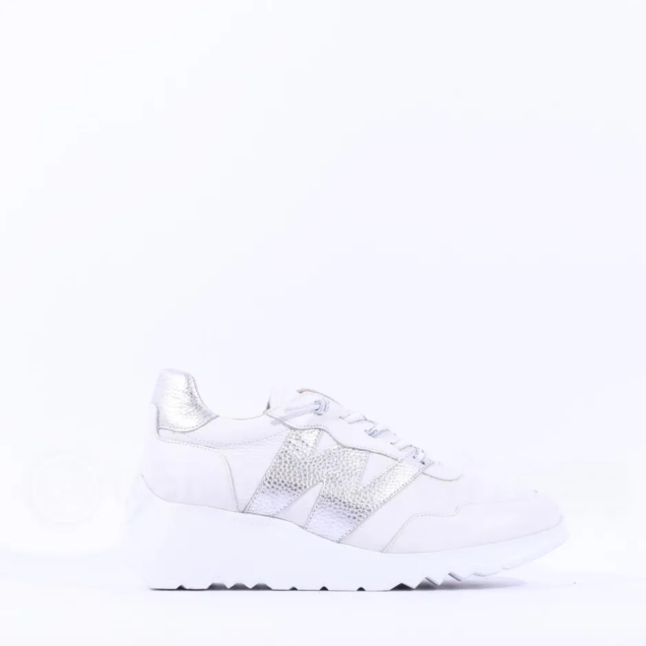 Women Wonders Kyoto Wedge Bungee Lace Trainer - White Silver