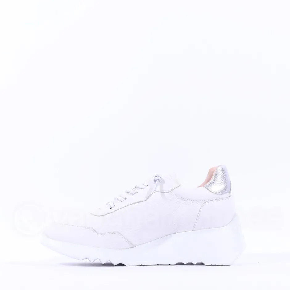 Women Wonders Kyoto Wedge Bungee Lace Trainer - White Silver