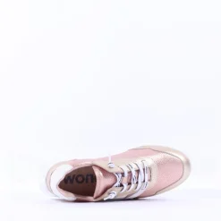 Women Wonders Kyoto Wedge Bungee Lace Trainer - Gold Combination