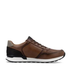 Rieker Men Laced Casual Trainer - Brown Leather