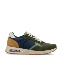 Rieker Men Laced Casual Trainer - Olive Combi