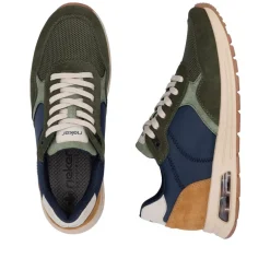 Rieker Men Laced Casual Trainer - Olive Combi