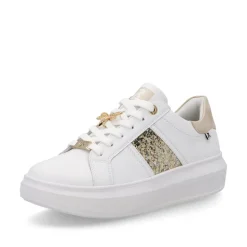 Women Rieker Laced Platform May Trainer - White Gold