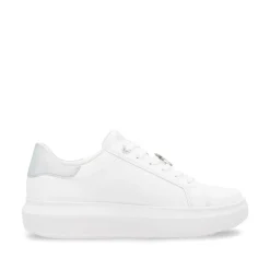 Women Rieker Laced Platform May Trainer - White Silver
