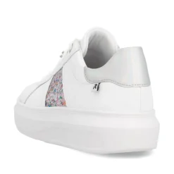Women Rieker Laced Platform May Trainer - White Silver